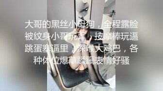 大哥的黑丝小母狗，全程露脸被纹身小哥玩弄，按摩棒玩逼跳蛋塞逼里，深喉大鸡巴，各种体位爆草蹂躏表情好骚